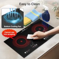VBGK Electric cooktop,110V 24 inch 2 Burner Electric Cooktop,Built-in and Countertop Stove Top,2200W Stove,9 Power Levels, Kids Lock & Timer,LED touch control,Overheat Protection - Image 7