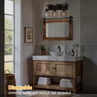 Farmhouse Vanity Light Fixture,3-Light Bathroom Lighting,Black Industrial Wood Wall Light Over Mirror with Metal Shade,Bulbs NOT Included - Image 6