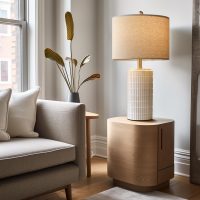 PoKat 23" Modern Ceramic Table Lamp Set of 2 for Living Room White Desk Lamps for Bedroom Farmhouse Bedside Nightstand Bedside Lamp End Table Lamps Beige - Image 4