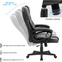Furmax Office Executive Chair High Back Adjustable Managerial Home Desk Chair, Swivel Computer PU Leather Chair with Lumbar Support (Black) - Image 6