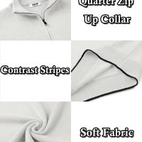 COOFANDY Men's Quarter Zip Up Pullover Slim Fit Lightweight Mock Neck Long Sleeve Sweaters - Image 5
