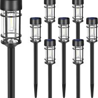 Solar Pathway Lights, 8 Pack LED Solar Lights Outdoor Waterproof, Glass Metal Garden Lighting for Yard Path Landscape Lawn Walkway Driveway, 3000K - Image 2