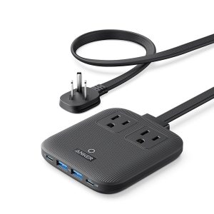 Anker Nano Charging Station(67W Max), 6-in-1 USB-C Power Strip for iPhone 16/15 and MacBook, with Flat Plug and 5ft Thin Undetachable Extension Cord,2 AC,2 USB-A,2 USB-C, for Home&Office