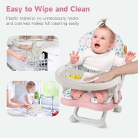 YOLEO Baby High Chair Booster Seat for Dining Table, Adjustable Height Travel Foldable High Chairs with Tray - Image 7