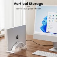 Acrylic Vertical Laptop Stand for Desk,Acrylic Invisible Desktop Notebook Dock,Vertical Laptop Holder Space-Saving Organizer for All MacBook, Surface, Samsung, HP, Dell - Image 2