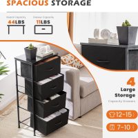 Sweetcrispy Nightstand Small Bedroom Dresser with 4 Fabric Drawers, Bed Side Furniture End Table, Wooden Top Cabinet Night Stand Dresser for Closet, Entryway, Dorm, Black - Image 4