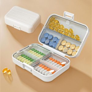 Travel Pill Organizer Box, Portable Pill Case, Pill Box Dispenser, with 7 Compartments for Different Medicines