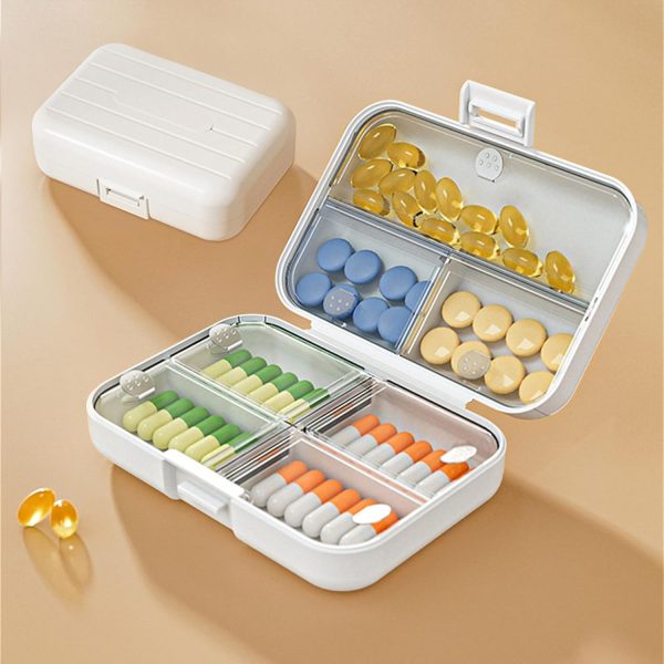Travel Pill Organizer Box, Portable Pill Case, Pill Box Dispenser, with 7 Compartments for Different Medicines