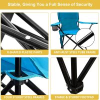 Folding Camping Chair with Cup Holder & Storage Bag, 225lbs Capacity, Large Anti-Sink Feet, Breathable PE Coated Fabric for Outdoor, Hiking, Beach, Fishing, Backpacking, Blue - Image 5