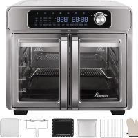Romswi 26QT French Door Air Fryer Toaster Oven Combo, 24 Cooking Functions and Digital Controls, Fits 12" Pizza, 6 Slices of Toast, Rotisserie 6lb Chicken, 6 Accessories Included - Image 8