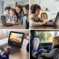 DBPOWER 11.5" Portable DVD Player, 5-Hour Built-in Rechargeable Battery, 9" Swivel Screen, Support CD/DVD/SD Card/USB, Remote Control, 1.8 Meter Car Charger, Power Adaptor and Car Headrest (Black) - Image 7