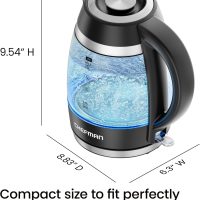 Chefman Electric Kettle, 1.8L 1500W, Hot Water Boiler, Removable Lid for Easy Cleaning, Auto Shut Off, Boil-Dry Protection, Stainless Steel Filter, BPA Free, Borosilicate Glass Electric Tea Kettle - Image 8