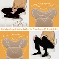 Meditation Cross Legged Chair PRO, ADHD Chair with Height Adjustable Backrest, Criss Cross Desk Use with Footrest and Wheels for Home Office, Flexible Design for Fidgety Sitters, Ivory - Image 5