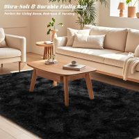 Black Rugs for Bedroom 4x5.9 ft - Ultra Soft Faux Fur Area Rug - Plush Non-Slip Shaggy Carpet for Living Room, Cozy Fluffy Rug for Kids Boys Girls Dorm Nursery Room, High Pile Floor Carpet - Image 2