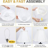 Scalloped Lamp Shades Set of 2, White Lamp Shade with Petal Edge Braid, 6.1"Top x 13"Bottom x 9.6"High, Bell Lamp Shades for Table Lamps Floor Lamps, Spider, Harp Holders Included, Easy Assembly - Image 6
