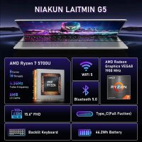 2025 Gaming Laptop, 15.6 Inch Laptop Computer, 32GB RAM 1TB SSD,AMD Ryzen 7 5700U 8C/16T Processor(up to 4.3Ghz),AMD Radeon Graphics,15.6” FHD 1920 * 1080 Display,WiFi 5,BT5.0,Backlit Keyboard - Image 3