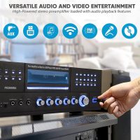 Pyle 4 Channel Wireless Bluetooth Amplifier - 3000 Watt Stereo Speaker Home Audio Receiver w/ FM Radio, USB, 2 Microphone w/ Echo for Karaoke, Front Loading CD DVD Player, LED, Rack Mount - PD3000BA - Image 5