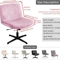 Criss Cross Chair Cover Pink Armless Chair Slipcover Office Desk Chair Covers Velvet Embossing Mid Back Wide Seat Accent Chair Covers for Computer Chairs and Vanity Chairs(Velvet-Pink) - Image 2