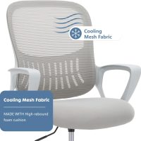 DUMOS Drafting Chair - Ergonomic Tall Office for Standing Desk, Counter with Height Adjustable and Comfortable Lumbar Support, Fixed Armrests, Grey - Image 6