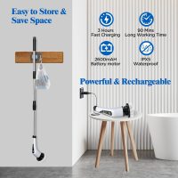 Electric Spin Scrubber, Cordless Bath Tub Power Scrubber with 8 Replaceable Drill Brush Heads, Shower Cleaning Brush with Adjustable Handle for Bathroom, Tile Floor & Car, White, (ANS-8050) - Image 4