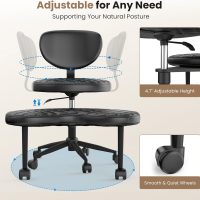 Cross Legged Office Chair, Ergonomic Criss Cross Design, Wide Comfy Desk Seat, ADHD Meditation Chair with Wheels, Adjustable Height Kneeling Chair with Back Support - Image 6