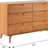 Walker Edison Sloane 6-Drawer Groove Handle Solid Wood Dresser, 52 Inch, Caramel - Image 3