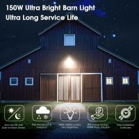 150W 20000LM LED Barn Lights Outdoor, Dusk to Dawn Outdoor Lighting with 150° Adjustable Photocell, Pole Light 6500K Flood Light, IP66 Waterproof Area Street Light for Garage Warehouse Yard - Image 7