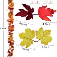 DearHouse 2 Pack Fall Garland Maple Leaf, 5.9Ft/Piece Hanging Vine Garland Artificial Autumn Foliage Garland Thanksgiving Decor for Home Wedding Fireplace Party Christmas (Brown) - Image 3