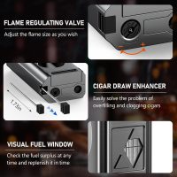 Cigar Torch Lighter, 4 Jet Flame Cigar Lighter with Cigar Cutter V Cut Cigar Accessories Cigar Holder Cigar Punch Cigar Draw Enhancer, Windproof Refillable Butane Lighter, Cigar Gifts for Men - Image 6