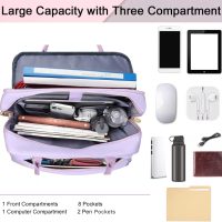 MATEIN Laptop Briefcase for Women, Fashion 15.6 inch Computer Sleeve Bag Case with Adjustable Shoulder Strap, Water Resistant Cute Purple Messenger Work Tote Bag Gifts for Women Nurse Teacher College - Image 7