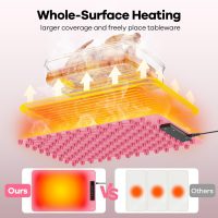 Food Warming Mat for Buffet,Electric Warming Tray with 4 Temperatures Setings and 1/3/5h Timer,Full Surface Heating Food Warmers for Parties Buffets Holidays Daily Use to Keep Food Warm（Pink） - Image 3