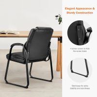 Sweetcrispy Waiting Room Guest Chair Set of 2, Stationary Office Reception Chairs No Wheel, Comfy Padded Arms and Seld Base, for Conference Room Lobby Home Computer Desk Bedroom Elderly, Deep Black - Image 5