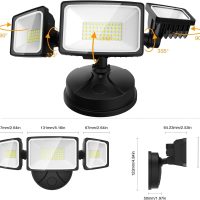 Onforu 60W Flood Lights Outdoor, 6000LM Brightness Security Lights Switch Controlled, 3 Adjustable Heads, IP65 Waterproof, 6500K Wall Mount Exterior LED Flood Light - Image 8