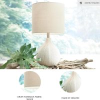 Signature Design by Ashley Rainermen 20" Modern Herringbone Ceramic Table Lamp, Off White - Image 3