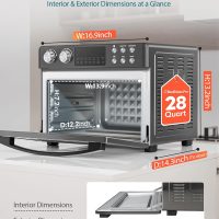 28QT Air Fryer Toaster Oven Combo, Large 12-in-1 Convection Countertop Oven with Next-Gen HeatWave Convection, 3-Layer Cooking, Rotisserie for Chicken, Fits 11" Pizza, Full Accessories, Sparkle Black - Image 6
