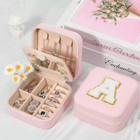 Travel Jewelry Case, Jewelry Organizer Box, Jewelry Organizer Jewelry Travel Organizer Small Jewelry Organizer Ring Organizer Necklace Organizer Earring Organizer Box-Letter P, White - Image 7
