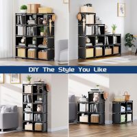 Mavivegue Book Shelf, 12 Cube Storage Organizer, DIY Bookcase, Metal Bookshelf,Tall Book case for Bedroom, Living Room,Office,Closet, Black Cubicle Rack - Image 4