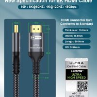 Certified 10K 8K HDMI 2.1 Cable 10 FT, 48Gbps Ultra High Speed HDMI Cable with Ethernet 4K 240Hz 165Hz 144Hz 120Hz 8K60Hz eARC HDCP2.3 HDR10+ PC Laptop TV Monitor Projector - Image 3
