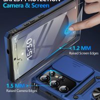 Taisairu for Samsung Galaxy S25 Ultra Case with Screen Protector & Slide Camera Lens Cover, Built-in Magnetic Ring Stand Shockproof Protective Phone Case for Samsung S25 Ultra Case (Blue) - Image 7