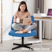 Cross Legged Office Chair No Wheels,Wide Desk Chair Comfy,Criss Cross Chair,Makeup Vanity Chair with Back,Wide Computer Chair for Adults for Home,Office,Make Up,Small Space - Image 2