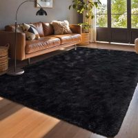 Black Rugs for Living Room Fluffy 4x6 ft Bedroom Rug Non-Slip Area Rugs Shag Carpet for Nursery Kids PlayRoom Dorm Office Indoor Modern Plush Carpets Boys - Image 2