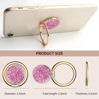 Cell Phone Ring Holder, Cute Metal Phone Grip Stand Finger Ring Kickstand, Flexible 360°Rotation Phone Tablet Case Accessories Compatible with Most Phones Glitter Pink Pattern - Image 5
