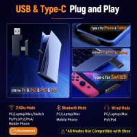 2.4GHz Wireless Gaming Headset for PC, Ps5, Ps4 - Lossless Audio USB & Type-C Ultra Stable Gaming Headphones with Flip Microphone, 40-Hr Battery Gamer Headset for Switch, Laptop, Mobile, Mac - Image 5