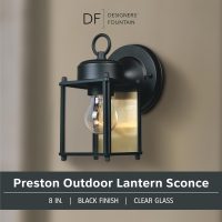 DESIGNERS FOUNTAIN Preston Outdoor Light Fixture, 8 Inch Exterior Wall Lantern Sconce for Front Door, Patio and Porch, Black, 1161-BK - Image 2