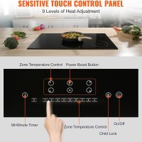 VEVOR Built-in Induction Electric Stove Top 30 Inch,5 Burners Electric Cooktop,9 Power Levels & Sensor Touch Control,Easy to Clean Ceramic Glass Surface,Child Safety Lock,240V - Image 3