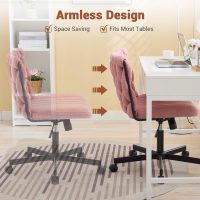 GarveeHome Criss Cross Chair with Wheels, Wide Seat Home Office Desk Chair, Armless Makeup Vanity Chair, Modern Cross Legged Swivel Comfy Chair, Computer Task Chair for Home Office, Pink - Image 6