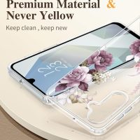 GVIEWIN for Samsung Galaxy A16 5G Case, [Screen & Camera Lens Protector] [Military-Grade Protective] Women Clear Floral Not Yellowing Shockproof Bumper Phone Case for Galaxy A16, Cherry Blossoms - Image 3