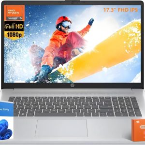 HP 17 inch Laptop, 17.3" FHD IPS Display, AMD Ryzen 5 (Beats i7-11370H), AMD Radeon Graphics, 64 GB RAM, 2 TB SSD, Wi-Fi 6, Webcam, Long Battery Life, Business & Student, Win 11 Pro, RH-Acccessories