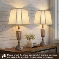 Rectangle Lamp Shades Set of 2, 10.5" x 10"x 13" Medium Cut Corner Beige Lampshades Natural Linen Hand Crafted, Include 2 Pack Lamp Harps, Suitable for E26 Base and Saddle Base, Easy Assembly Required - Image 6