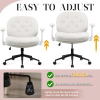 Criss Cross Office Chair with Flip-up Arms, Wide Seat Swivel Chair with Wheels, Comfortable Cross-Legged Desk Chair for Home Office or Vanity, Adjustable Height, Beige - Image 7